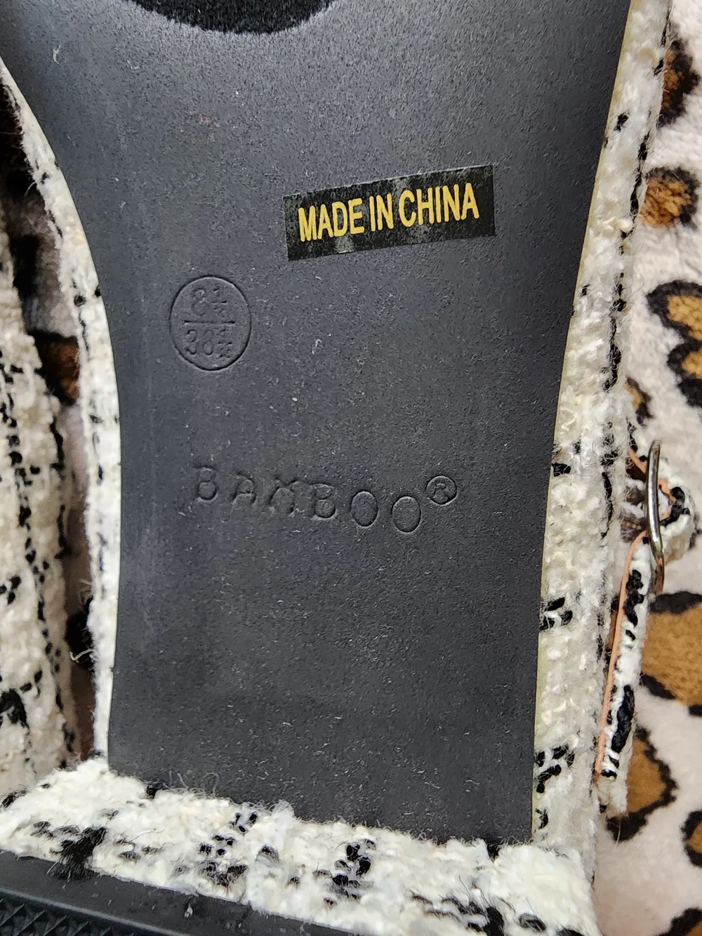 BAMBOO Black and White Tweed Mary Jane Flats